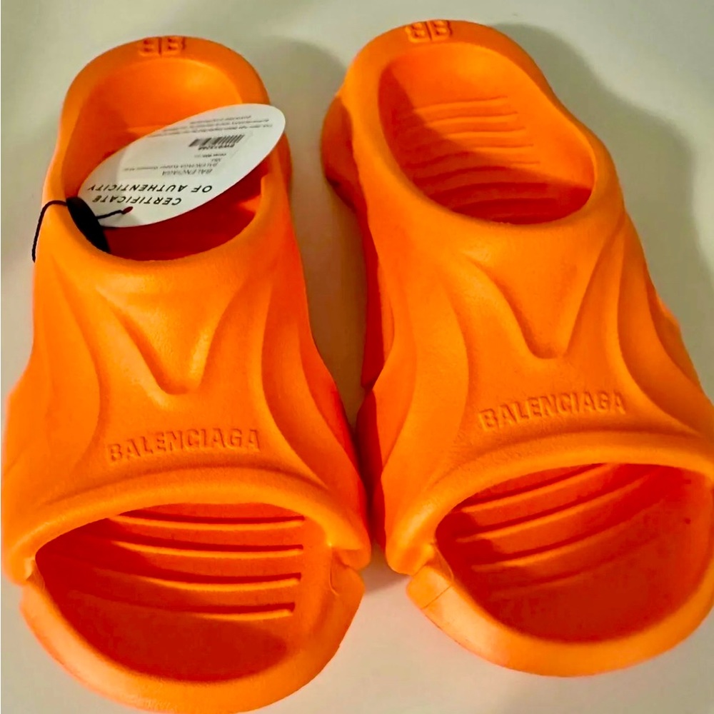 Balenciaga BB Women’s Mold Slide Rubber Sandals Orange US 10 / EUR 40